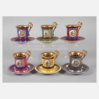 Thüringen sechs Kaffeetassen im Alt-Wiener Stil111