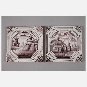 Vier Delfter Wandfliesen