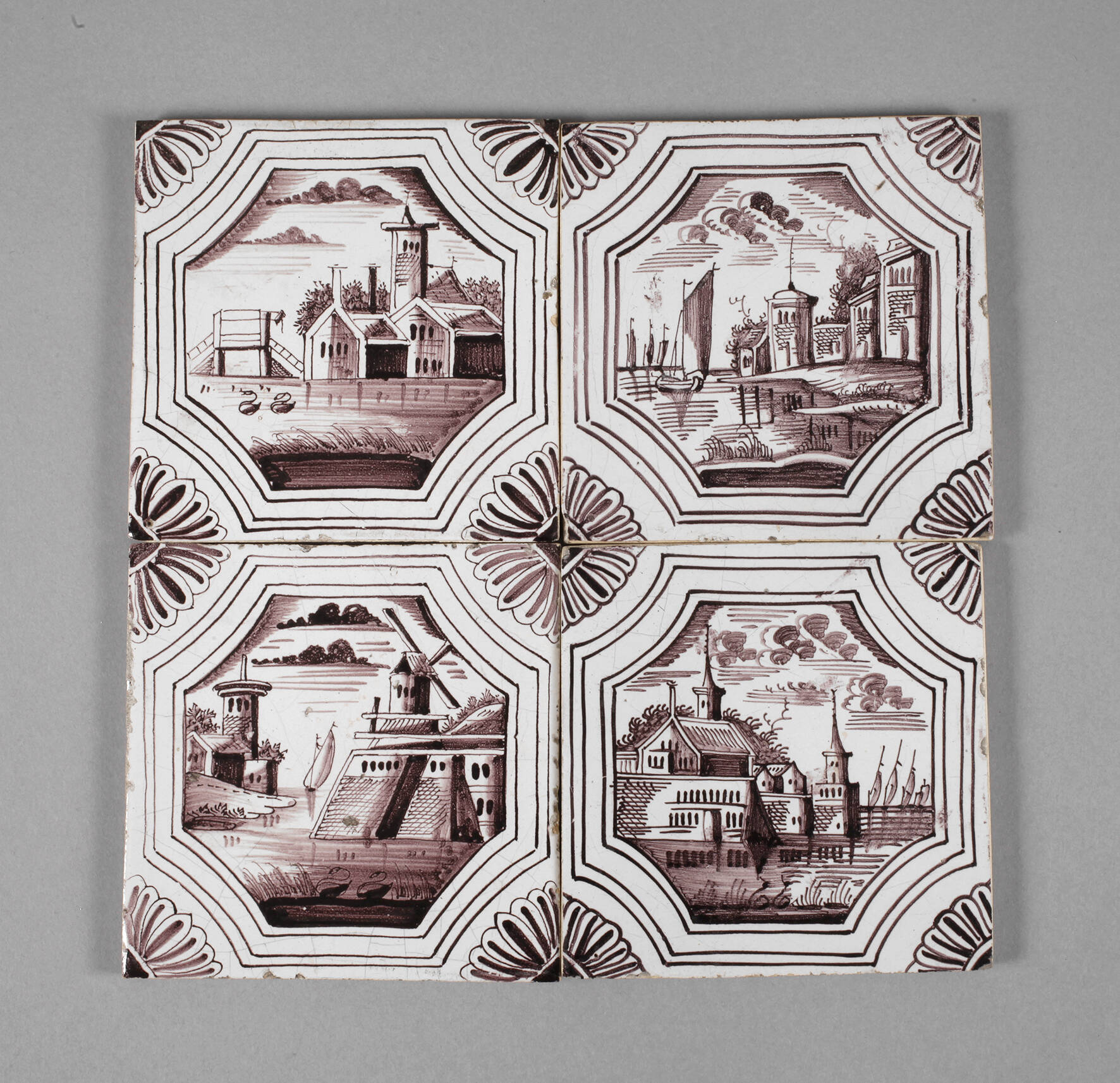 Vier Delfter Wandfliesen