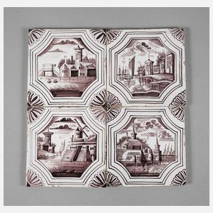 Vier Delfter Wandfliesen