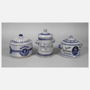 Drei Westerwälder Kautabaktöpfe