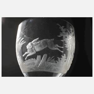 Sieben jagdliche Likörgläser