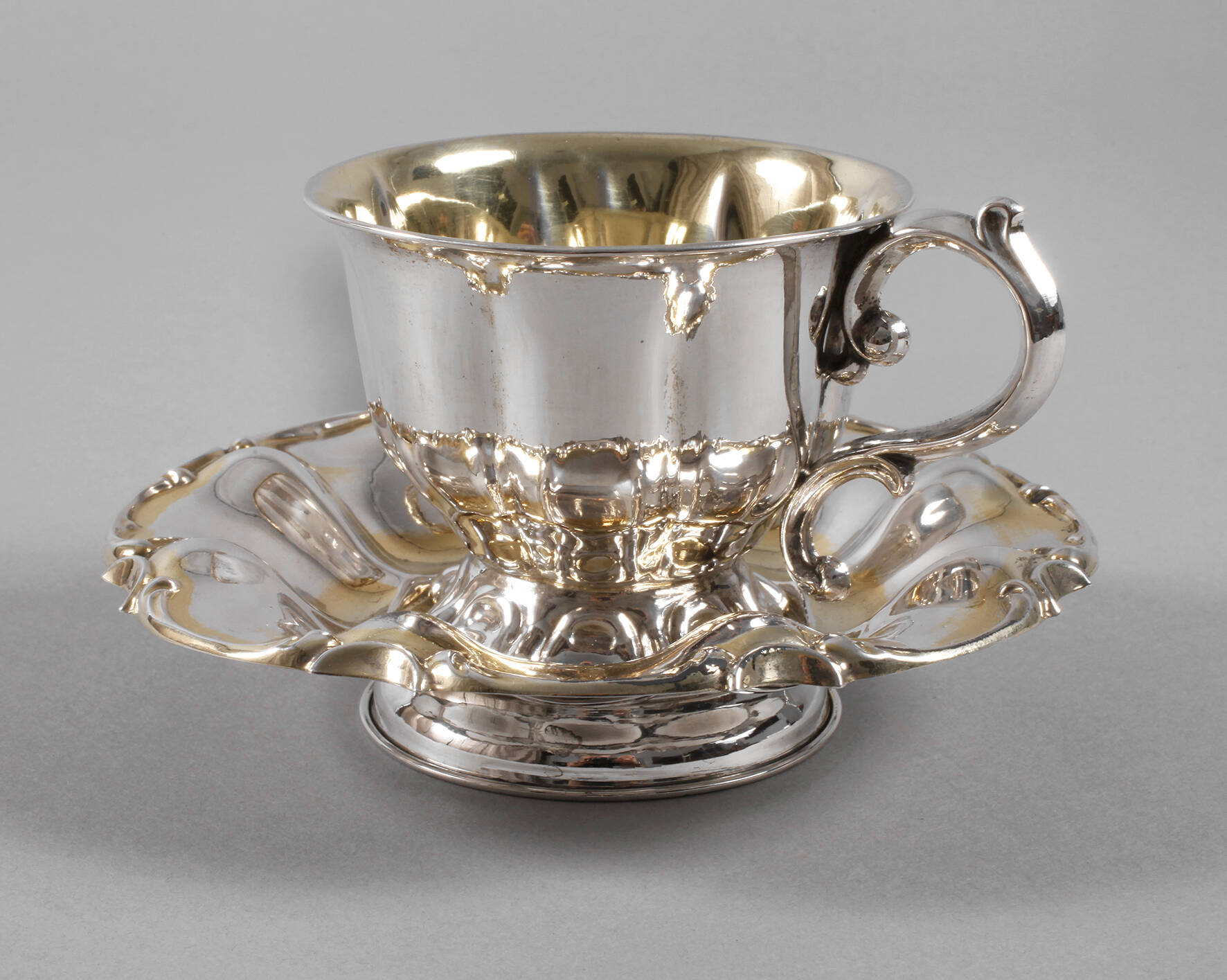 Silber Tasse + Untertasse