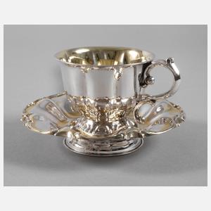 Silber Tasse + Untertasse