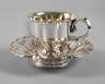 Silber Tasse + Untertasse