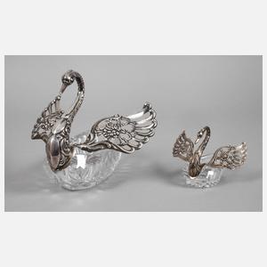 Figürliche Konfektschalen mit Silbermontierung