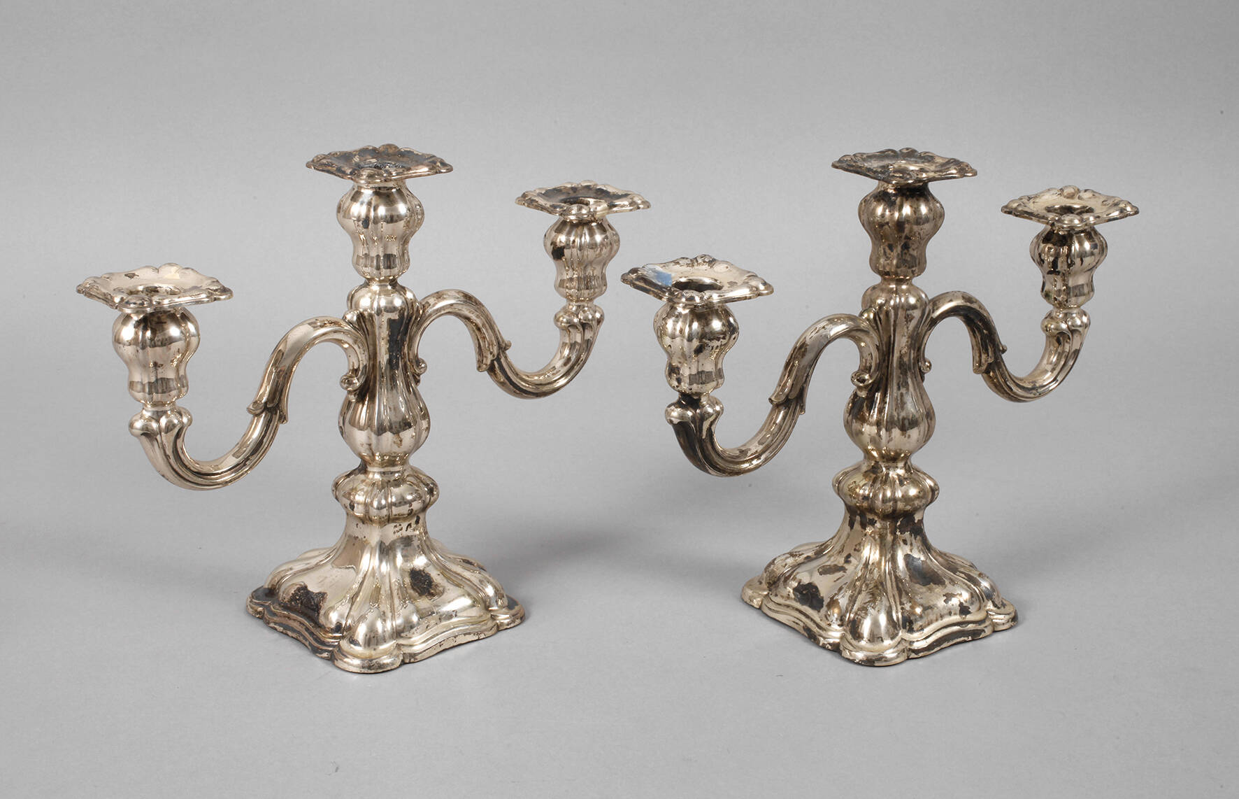 Paar Silberleuchter 3-armig