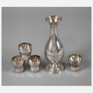 Vase und vier Becher Silber