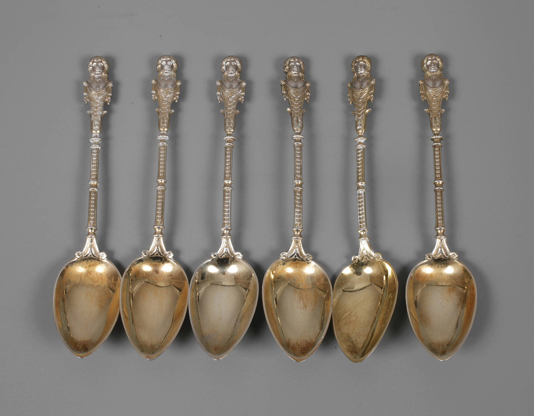 Sechs Dessertlöffel Silber