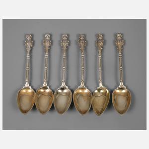 Sechs Dessertlöffel Silber