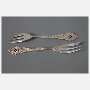 Sechs Kuchengabeln im Rokokostil