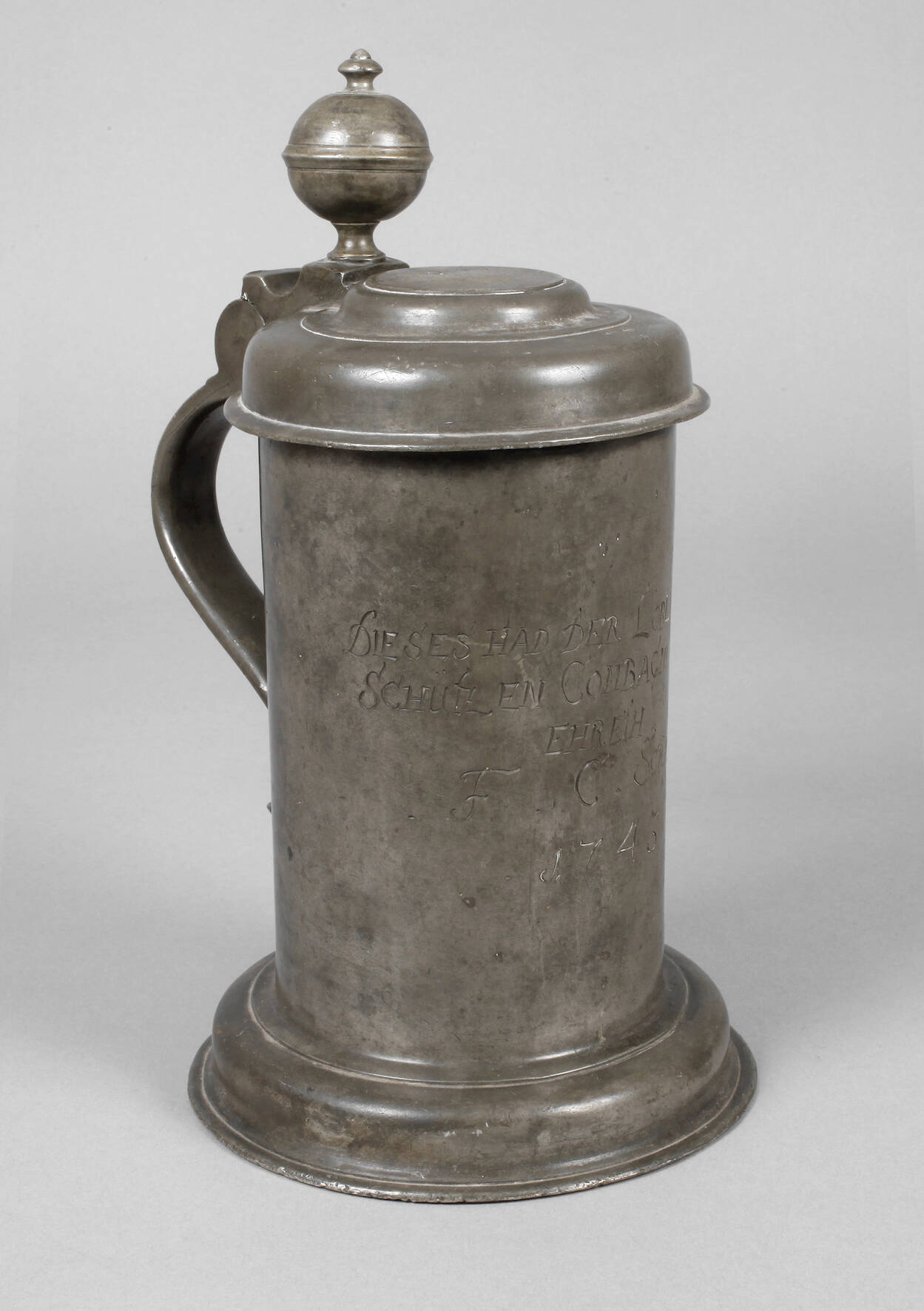 Zinn Walzenkrug 1743