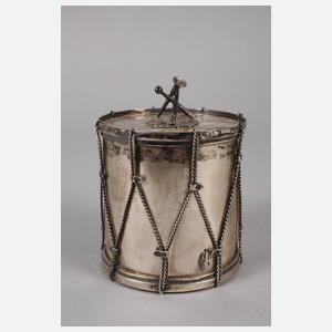 Silber Deckeldose als Trommel
