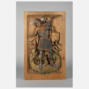 Heinz Schiestl, Holzrelief "Georg der Drachentöter"