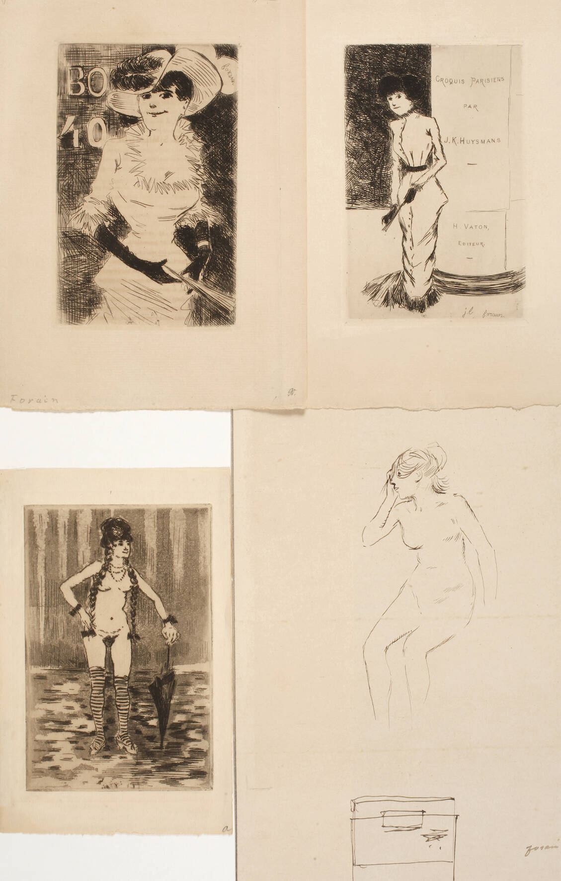 Jean-Louis Forain, Radierungen und Federzeichnung