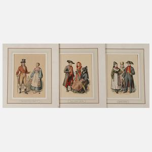 Konvolut drei Trachtendarstellungen