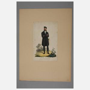 Drei Blatt kolorierte Graphiken