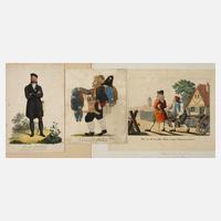 Drei Blatt kolorierte Graphiken111