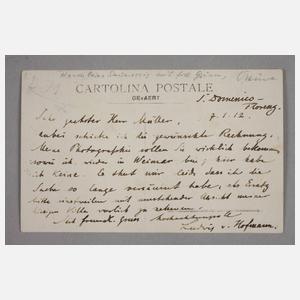 Ludwig von Hofmann, Handschriftliche Postkarte
