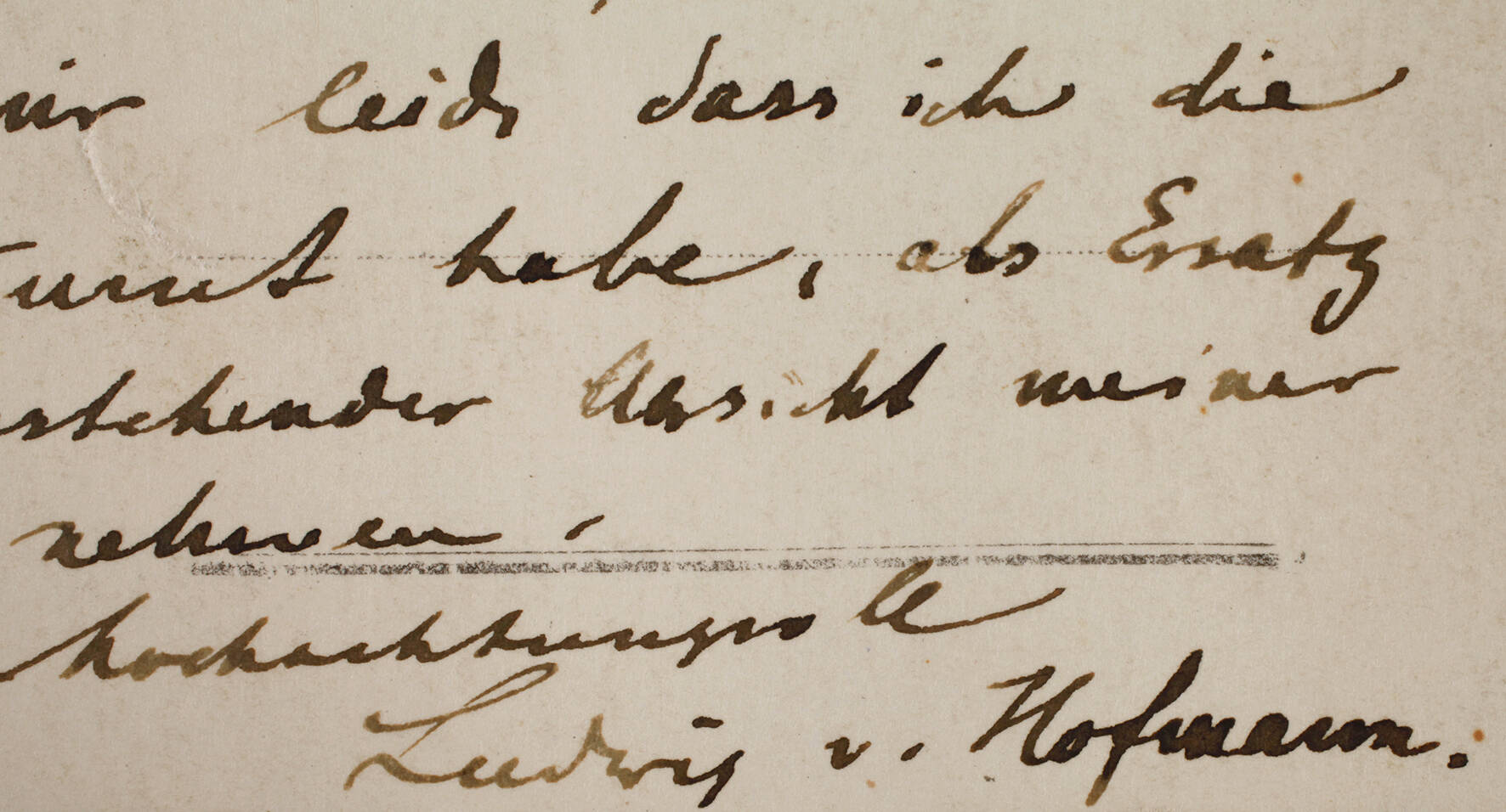 Ludwig von Hofmann, Handschriftliche Postkarte