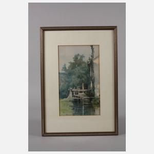 Prof. Émile Delperée, Mühle in Sommerlandschaft