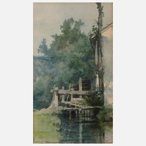 Prof. Émile Delperée, Mühle in Sommerlandschaft