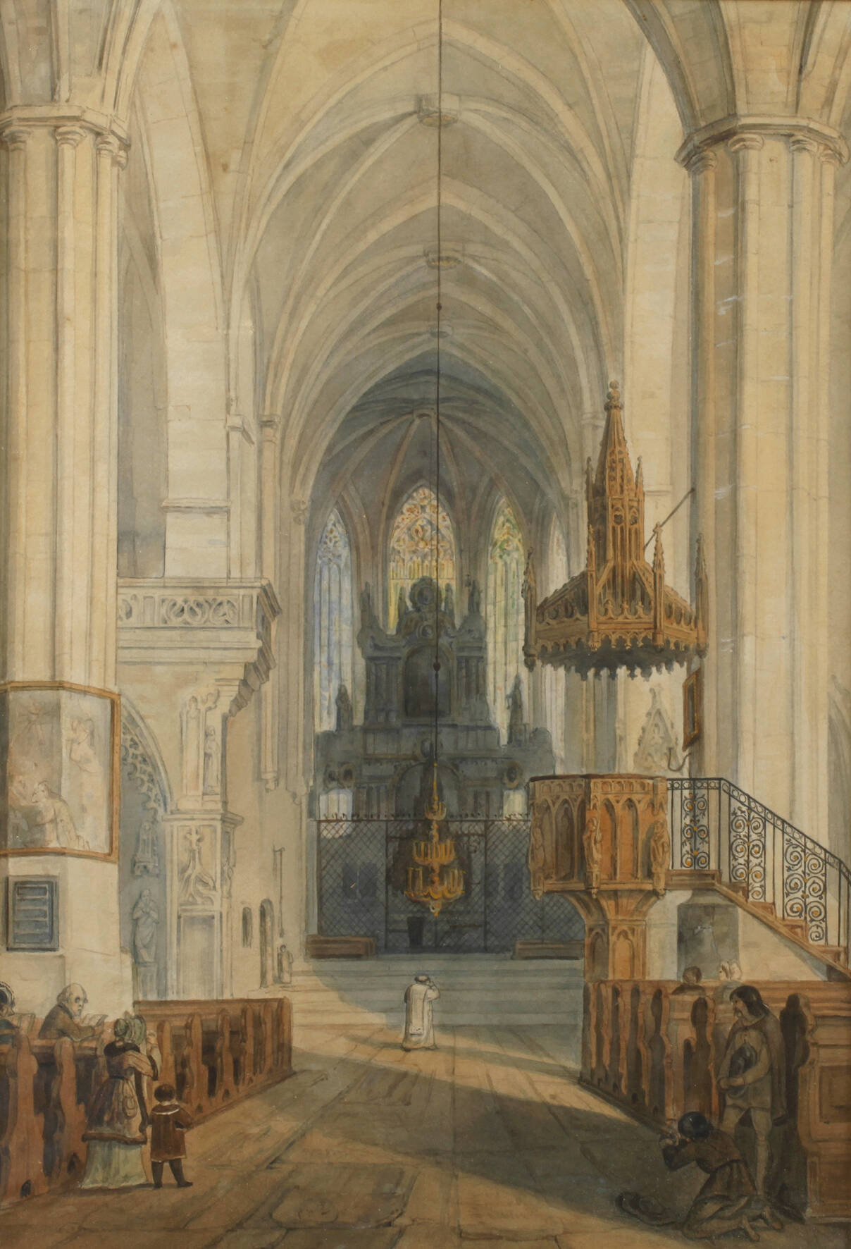 Ernst Hasse, attr., Kircheninterieur