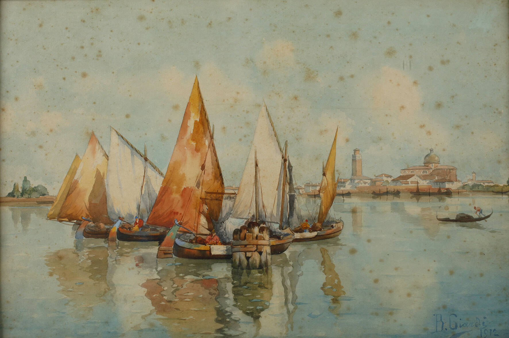 Beppe Ciardi, attr., Boote bei Venedig