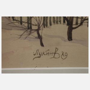 W. Lukin, Winter im russischen Dorf