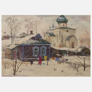 W. Lukin, Winter im russischen Dorf