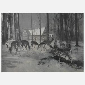 Henri Schachel, Hirsche am Waldhaus