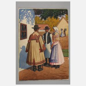 Paar Aquarelle Osteuropa