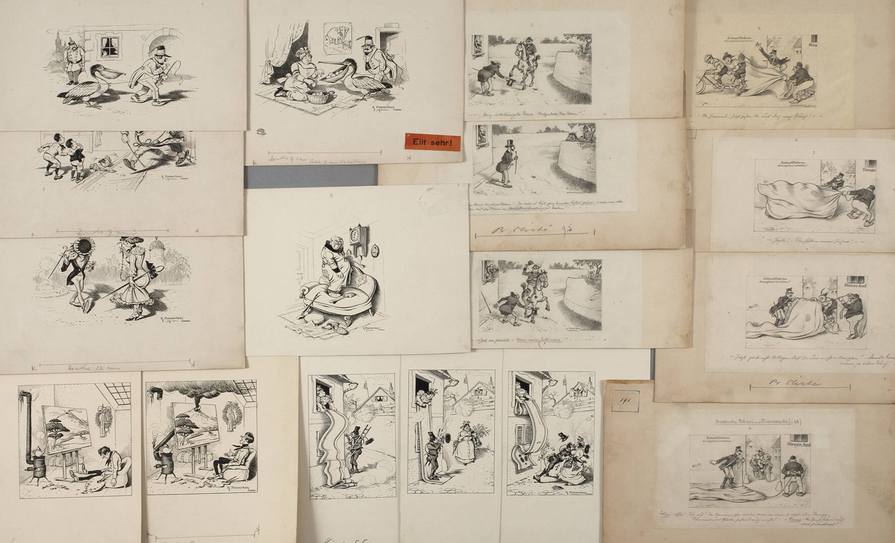 Karl Pommerhanz, Konvolut Illustrationszeichnungen