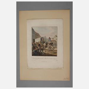 Zwei Blatt napoleonische Truppen in Leipzig