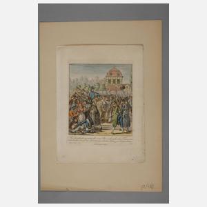 Zwei Blatt napoleonische Truppen in Leipzig