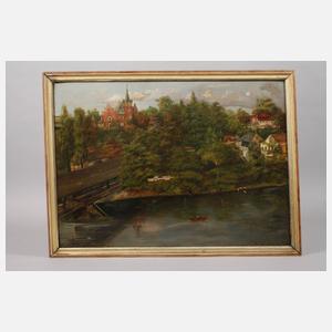 Paradiesbrücke mit Ebertschlösschen in Zwickau