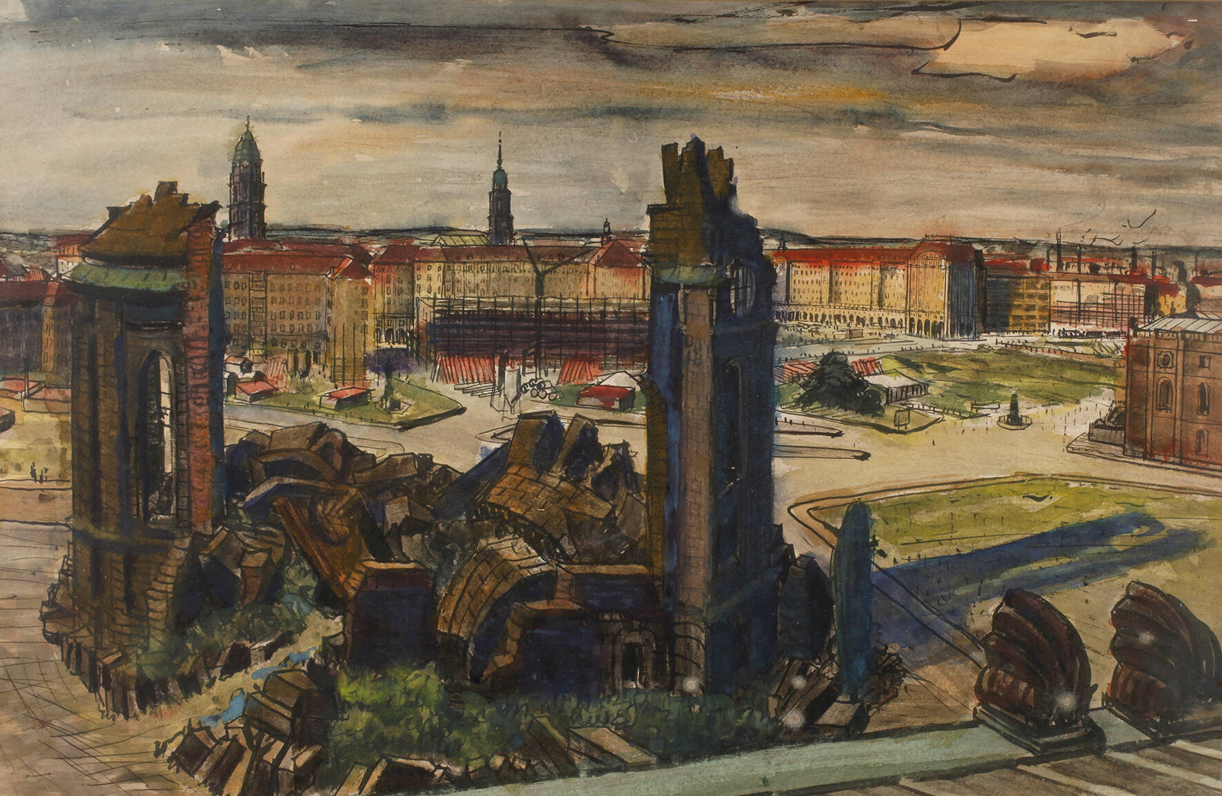 Die zerstörte Frauenkirche in Dresden