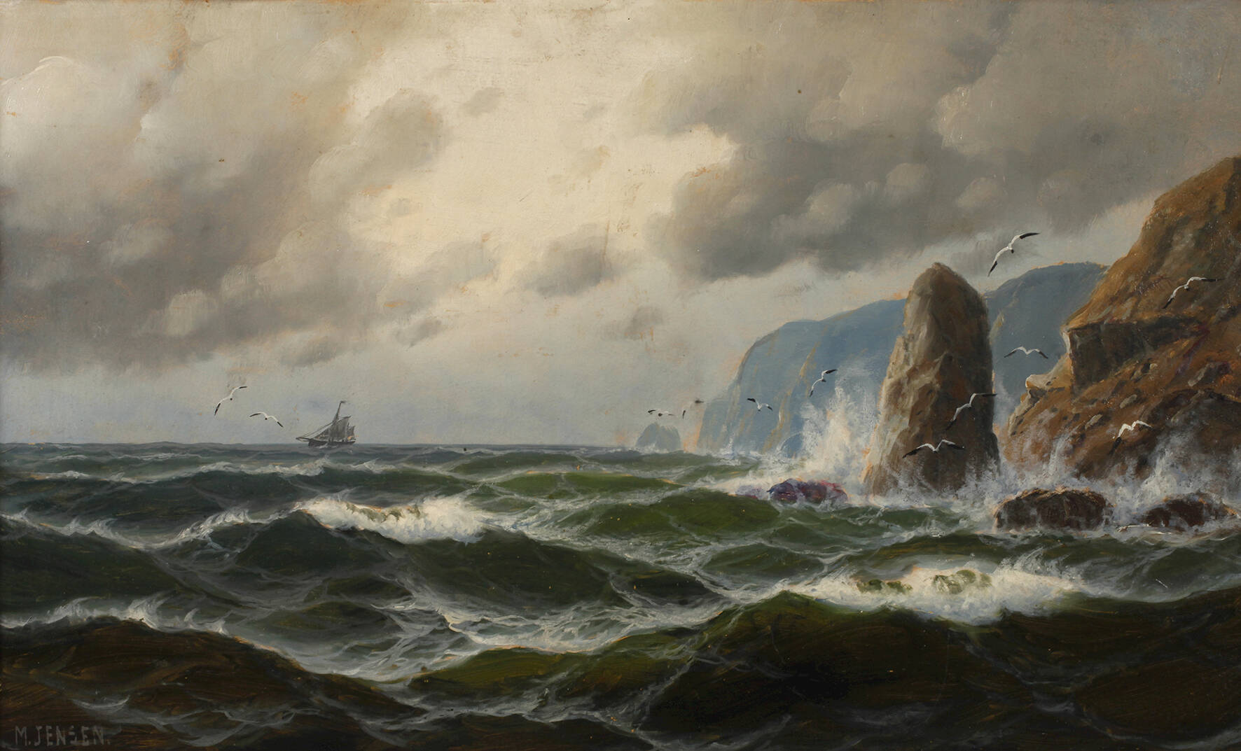 Max Jensen, Steilküste bei stürmischer See