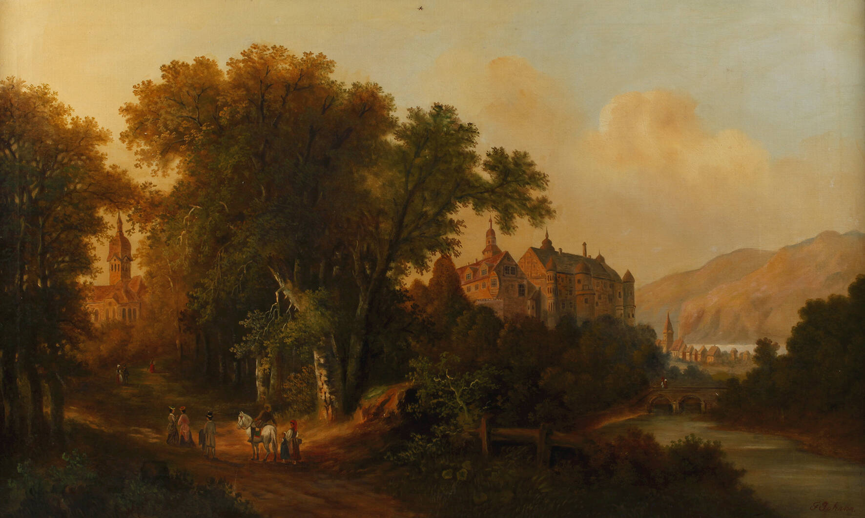 F. Johann, Herbstlandschaft mit Schloss