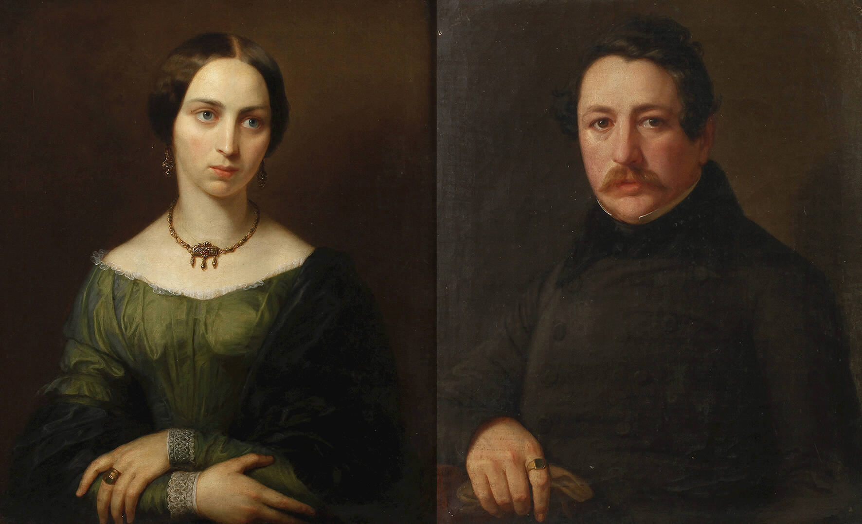 Andreas Mayr, attr., Paar Biedermeier-Portraits