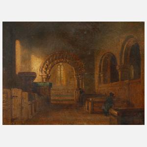 Kircheninterieur mit Dame