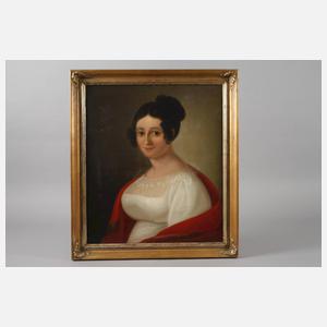 Biedermeierdame mit rotem Tuch