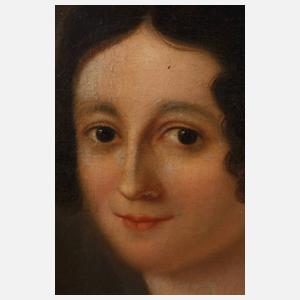 Biedermeierdame mit rotem Tuch