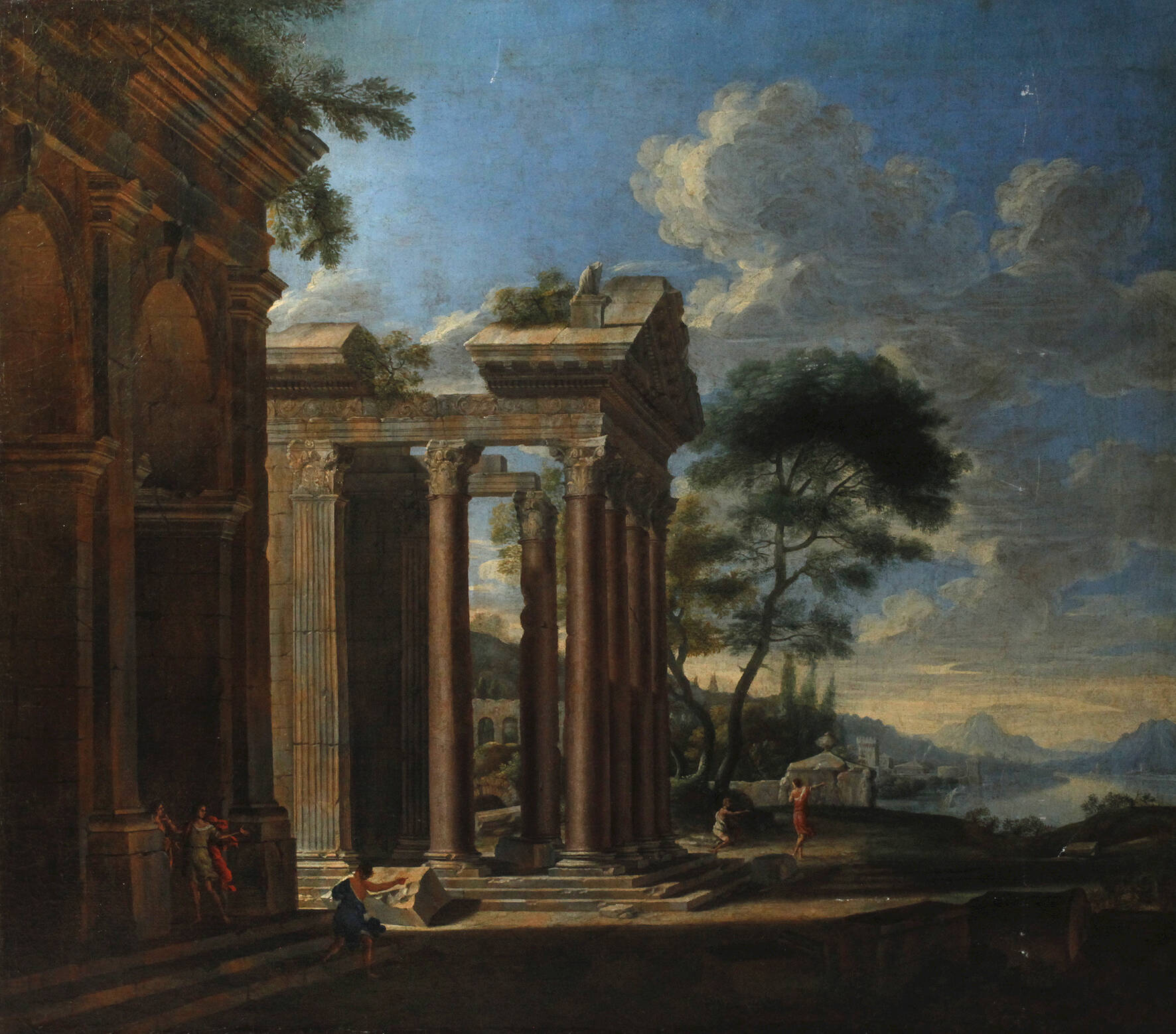 Arkadische Landschaft mit Tempelruinen