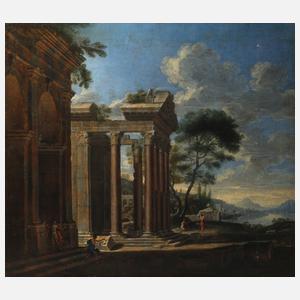 Arkadische Landschaft mit Tempelruinen