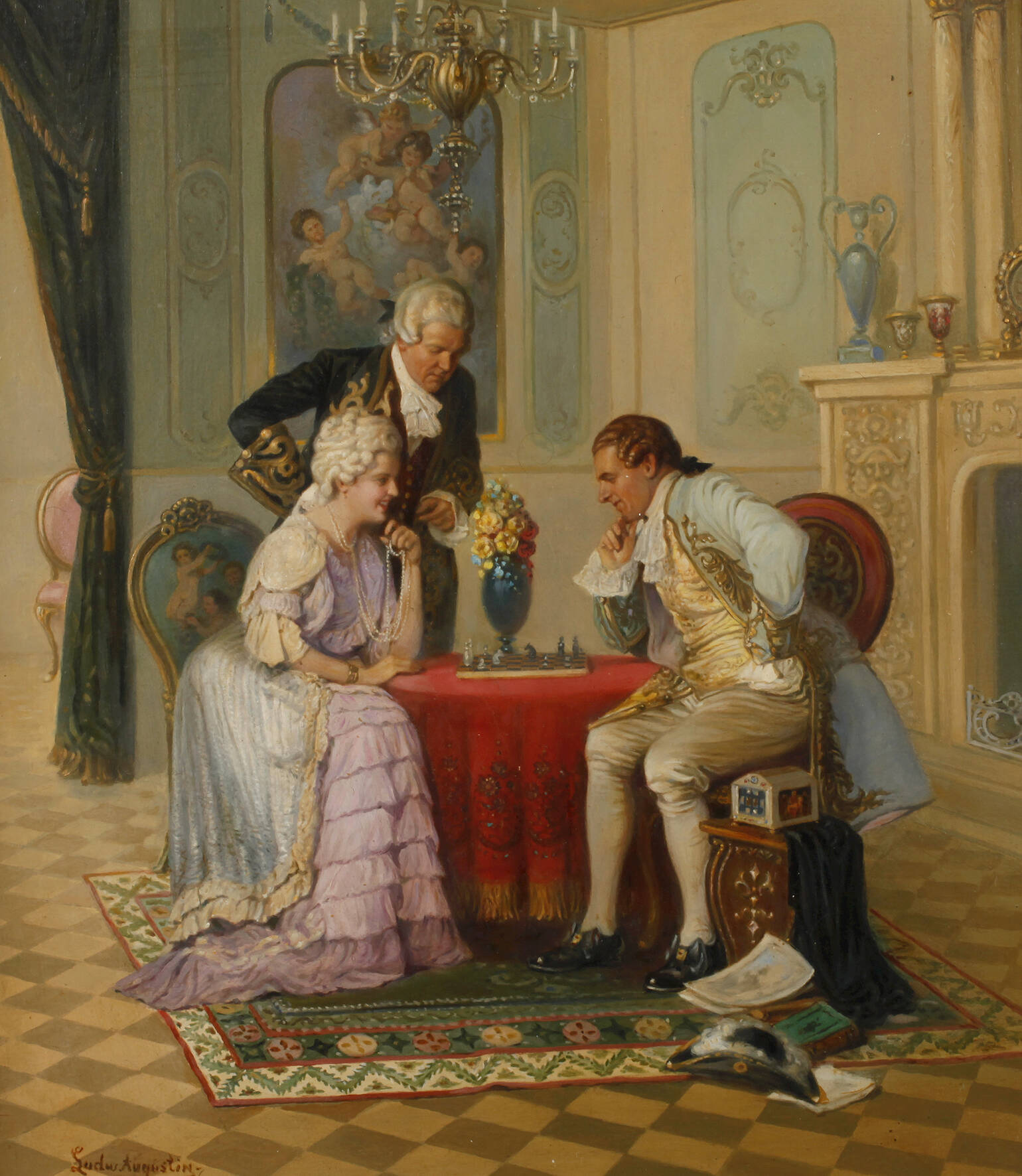 Ludwig Augustin, Beim Schachspiel