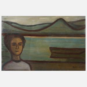 Barcsay, Mann am Fluss mit Kahn