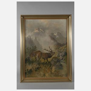 Prof. Georg Berger, Hirsche im Gebirge