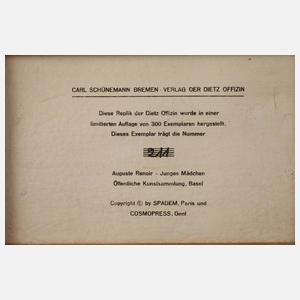 Dietz-Replik nach Auguste Renoir "Junges Mädchen"