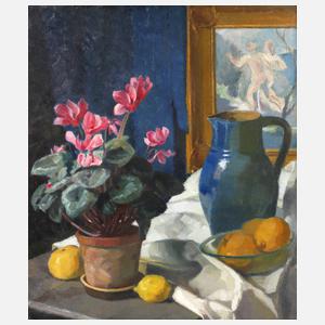 Prof. Carl Heine, Stillleben mit Alpenveilchen